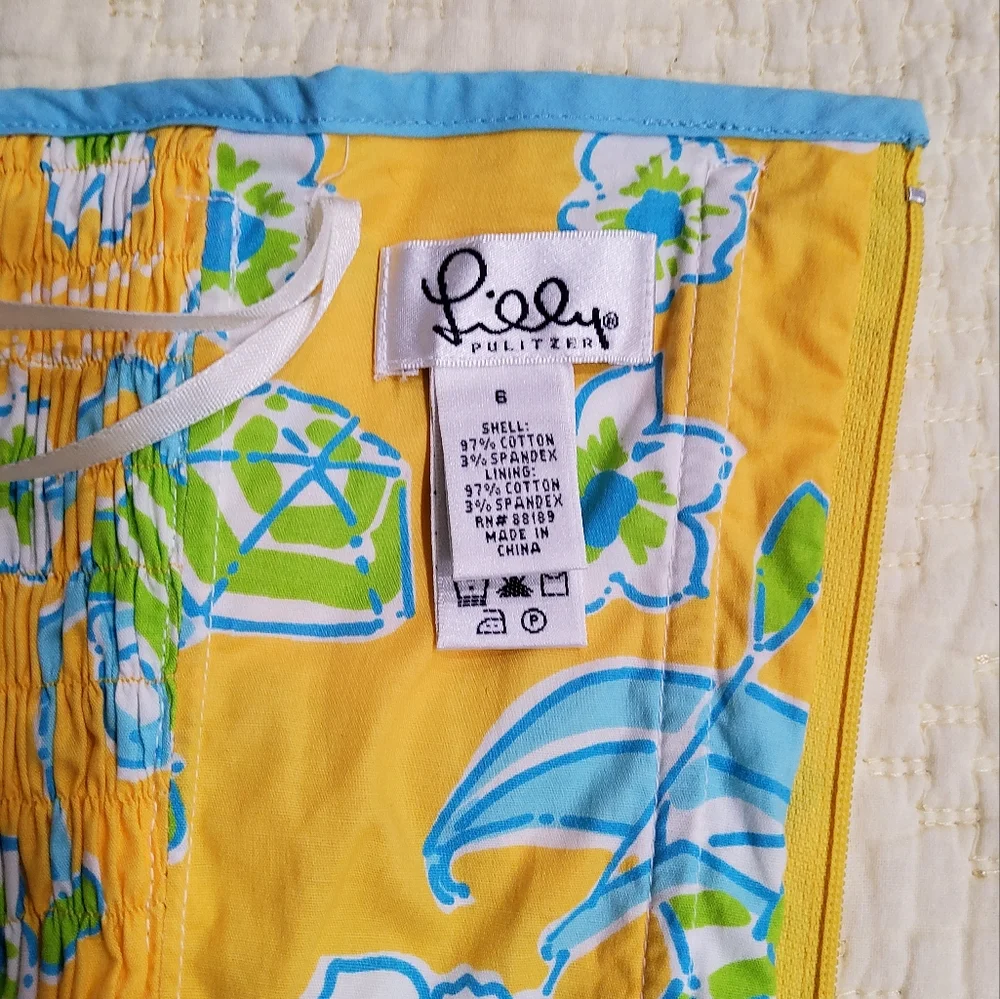 Lilly Pulitzer Floral Monkey Strapless Dress Size 6 - Picture 2 of 11